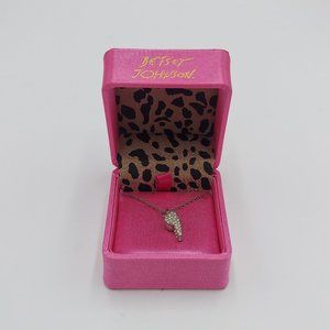 Betsey Johnson B02671-N02 Silver Tone Rhinestone Whistle Pendant Necklace